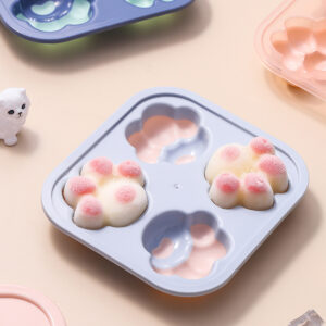 4 Grid Cat Paws Ice Cube Mold Silicone Ice Tray