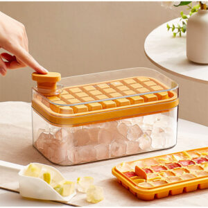 One-button Press Type Ice Cube Mold Box, Yellow
