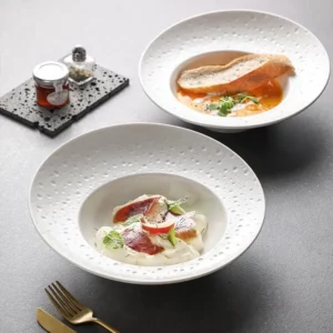 European Style White Ceramic Dinner Plate