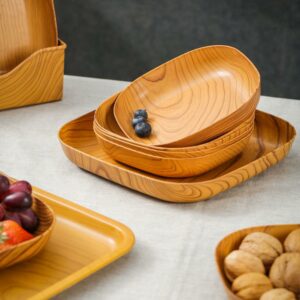 Imitation Wood Snack Plates Plastic Creative Square Cake Plate